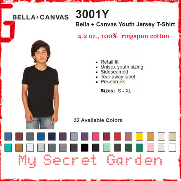 Bella + Canvas 3001Y 4.2 oz. Youth Unisex Jersey T Shirt (Special Order)